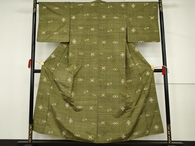 平和屋着物●上質な紬 琉球絣文様 正絹 逸品 AABJ6622cs