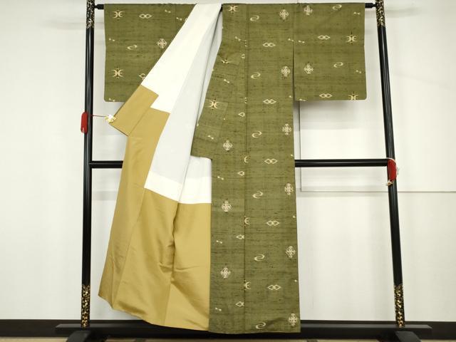 平和屋着物●上質な紬 琉球絣文様 正絹 逸品 AABJ6622cs