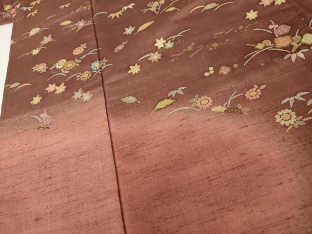 平和屋着物●訪問着 紬地 芝花文 金彩 ロング丈 正絹 逸品 AABJ6623cs