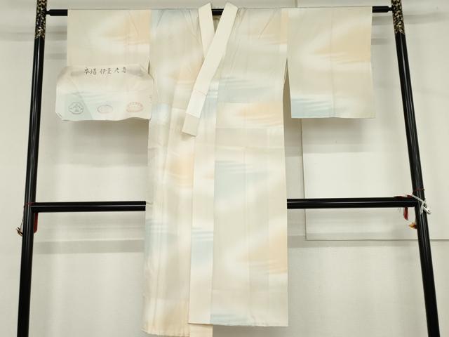 平和屋着物●長襦袢 無双仕立て 本場伊豆大島 作家物 伊豆つばき染 霞文 暈し染め 反端付き 正絹 逸品 AABJ6627cs