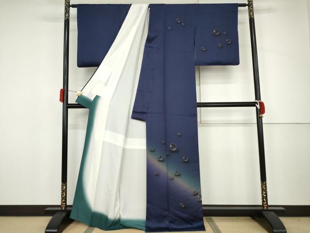 平和屋着物●訪問着 作家物 手描き 水玉 暈し染め 金彩 正絹 逸品 AABJ6629cs
