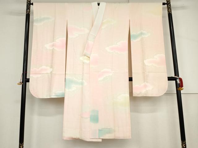 平和屋着物●振袖用長襦袢 袷 雲重ね文 暈し染め 正絹 逸品 AABJ6630cs