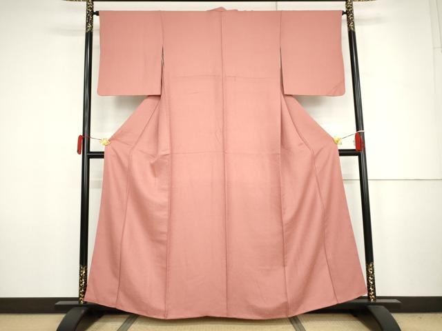 平和屋着物●上質な色無地 紋意匠 桃色 正絹 逸品 AABJ6631cs