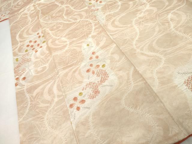 平和屋着物●上質な小紋 絞り 流水枝花文 暈し染め 正絹 逸品 AABJ6632cs
