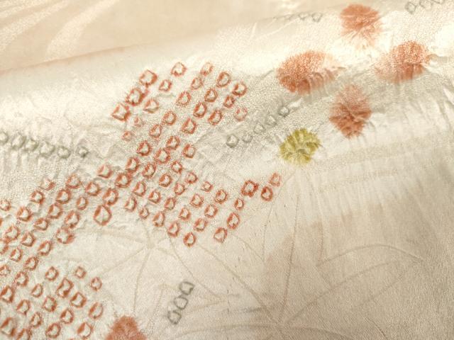 平和屋着物●上質な小紋 絞り 流水枝花文 暈し染め 正絹 逸品 AABJ6632cs