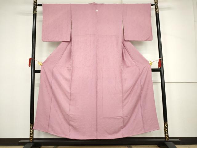平和屋着物●上質な色無地 草花地紋 緋花色 正絹 逸品 AABJ6633cs