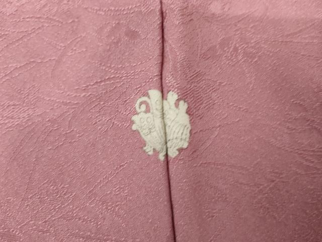 平和屋着物●上質な色無地 草花地紋 緋花色 正絹 逸品 AABJ6633cs