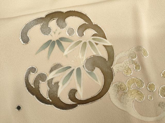 平和屋着物●訪問着 駒刺繍 飛鶴松竹梅丸文 金銀彩 仮絵羽 正絹 逸品 未使用 AABJ6649cs
