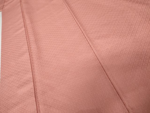 平和屋着物●上質な色無地 花菱地紋 薄紅色 ロング丈 正絹 逸品 AABJ6657cs