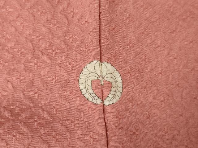 平和屋着物●上質な色無地 花菱地紋 薄紅色 ロング丈 正絹 逸品 AABJ6657cs