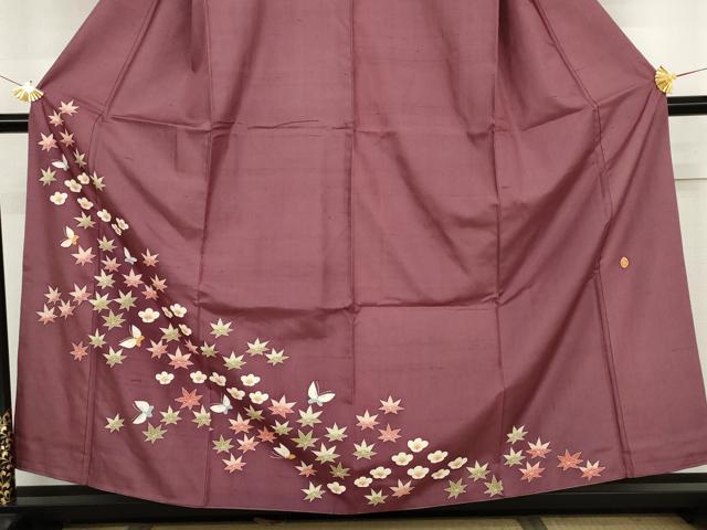 平和屋着物●本加賀友禅作家 能川光陽 白山紬 訪問着 花蝶文 正絹 逸品 AABJ6661cs