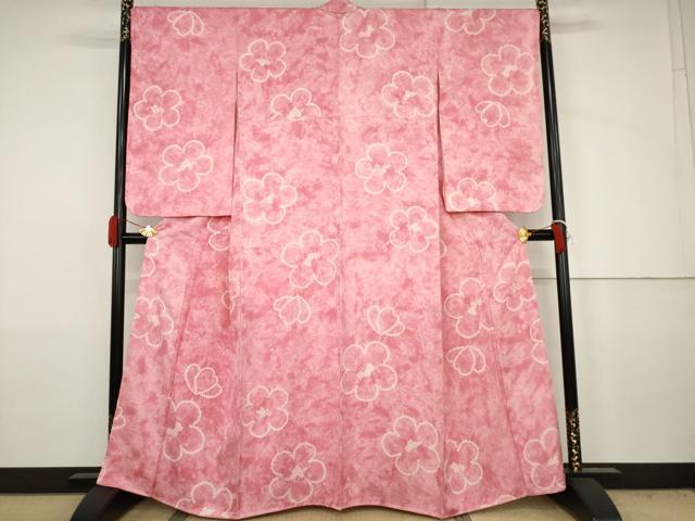 平和屋着物●上質な小紋 総絞り 舞花文 暈し染め 正絹 逸品 未使用 AABJ6663cs
