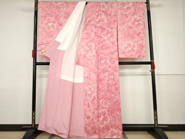 平和屋着物●上質な小紋 総絞り 舞花文 暈し染め 正絹 逸品 未使用 AABJ6663cs
