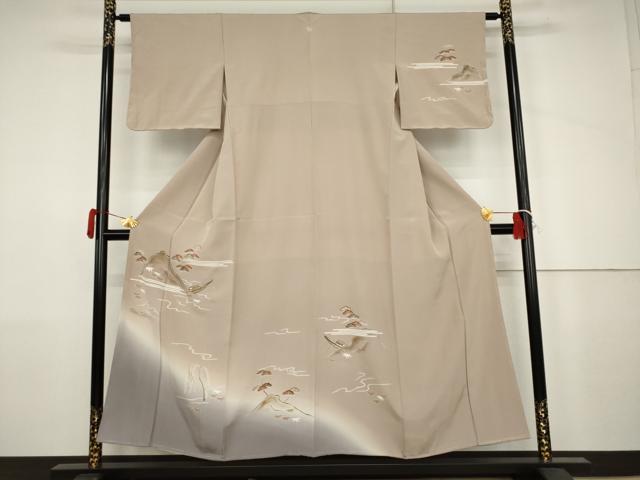 平和屋着物●訪問着 浜松風景笹舟文 暈し染め 金彩 正絹 逸品 AABJ6665cs
