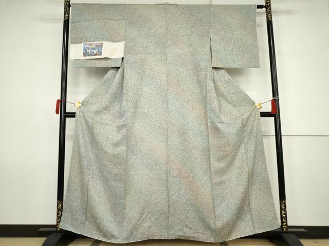 平和屋着物●上質な小紋 辻が花 霞斜縞 暈し染め 丹後ちりめん 反端付き 正絹 逸品 AABJ6668cs