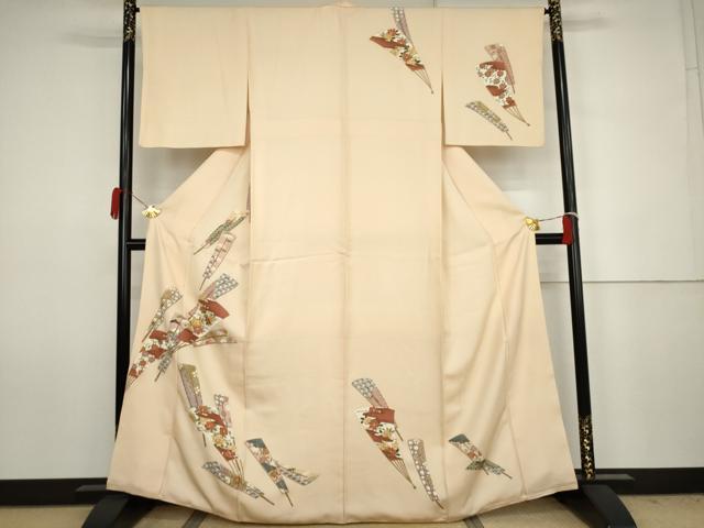 平和屋着物●訪問着 扇面吉祥花文 金彩 正絹 逸品 AABJ6672cs