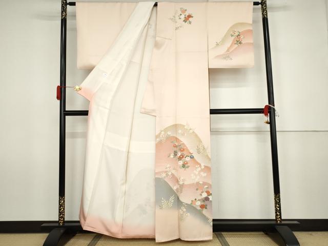 平和屋着物●訪問着 重ね山草花文 暈し染め 金彩 正絹 逸品 AABJ6674cs