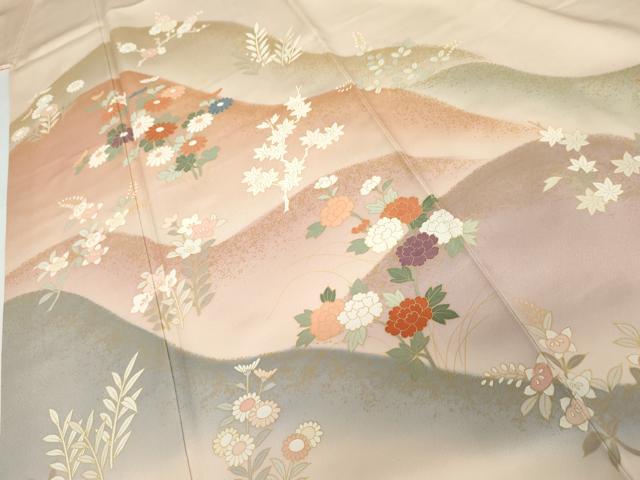 平和屋着物●訪問着 重ね山草花文 暈し染め 金彩 正絹 逸品 AABJ6674cs
