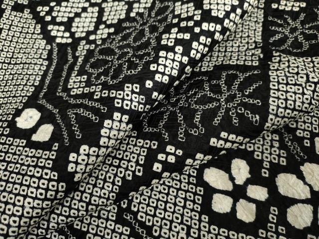 平和屋着物●上質な小紋 総絞り 枝梅文 黒地 正絹 逸品 AABJ6675cs