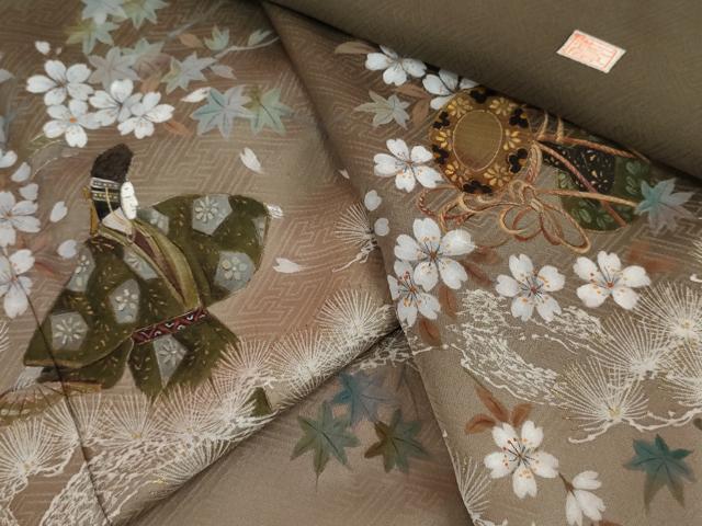 平和屋着物●訪問着 作家物 手描き 人物花楽器文 暈し染め 正絹 逸品 AABJ6678cs