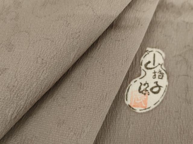 平和屋着物●上質な色無地 作家物 花唐草地紋 茶鼠色 胴抜き仕立て 正絹 逸品 AABJ6680cs