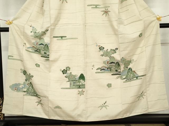 平和屋着物●訪問着 紬地 重ね山松竹梅文 正絹 逸品 AABJ6685cs