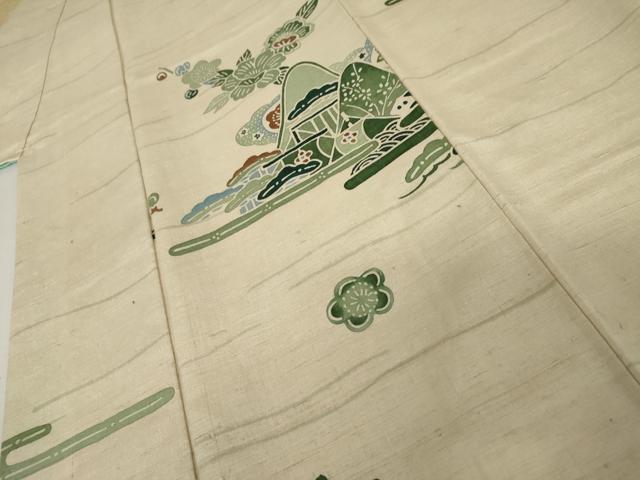 平和屋着物●訪問着 紬地 重ね山松竹梅文 正絹 逸品 AABJ6685cs