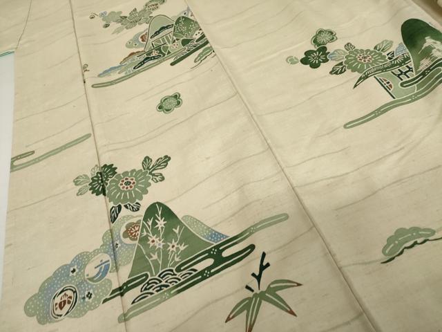 平和屋着物●訪問着 紬地 重ね山松竹梅文 正絹 逸品 AABJ6685cs