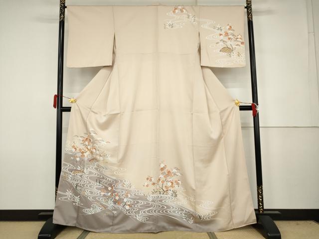 平和屋着物●訪問着 友禅 松竹梅流水文 暈し染め 正絹 逸品 AABJ6686cs