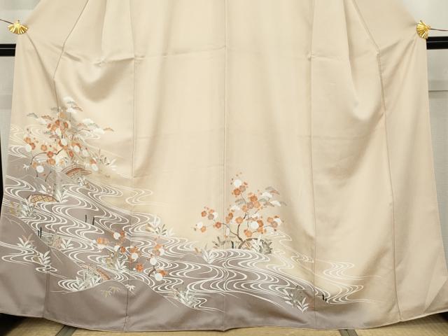 平和屋着物●訪問着 友禅 松竹梅流水文 暈し染め 正絹 逸品 AABJ6686cs