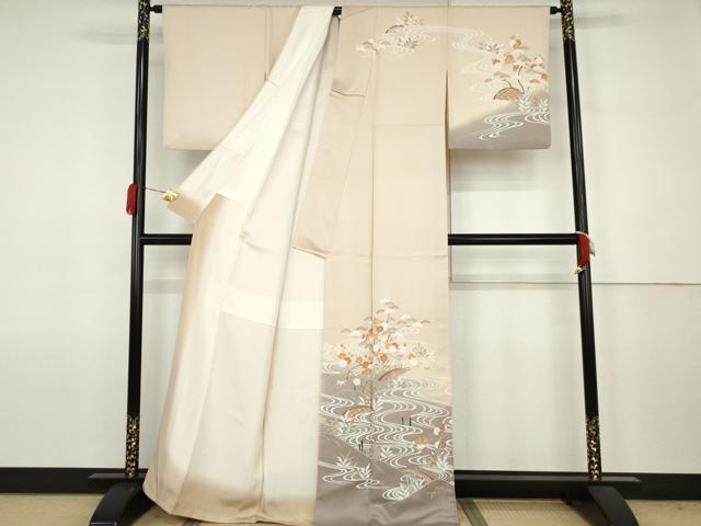 平和屋着物●訪問着 友禅 松竹梅流水文 暈し染め 正絹 逸品 AABJ6686cs