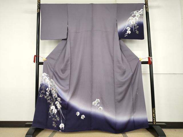 平和屋着物●訪問着 作家物 螺鈿 胡蝶蘭 暈し染め 金銀彩 正絹 逸品 AABJ6693cs