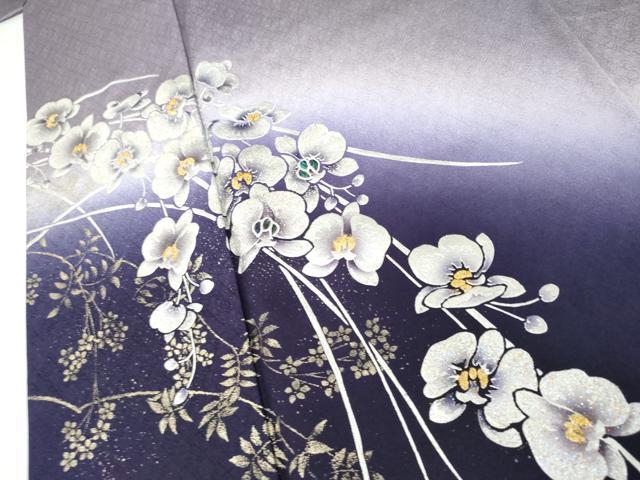 平和屋着物●訪問着 作家物 螺鈿 胡蝶蘭 暈し染め 金銀彩 正絹 逸品 AABJ6693cs