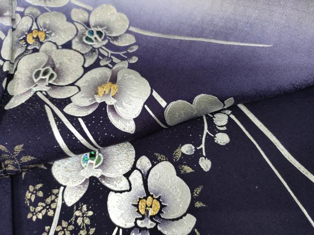 平和屋着物●訪問着 作家物 螺鈿 胡蝶蘭 暈し染め 金銀彩 正絹 逸品 AABJ6693cs