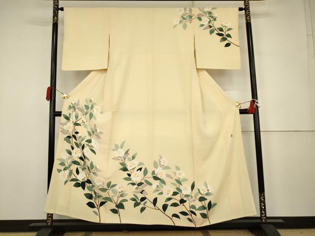 平和屋着物●本加賀友禅作家 成竹登茂男 訪問着 枝花文 椿 東武百貨店扱い 正絹 逸品 AABJ6695cs