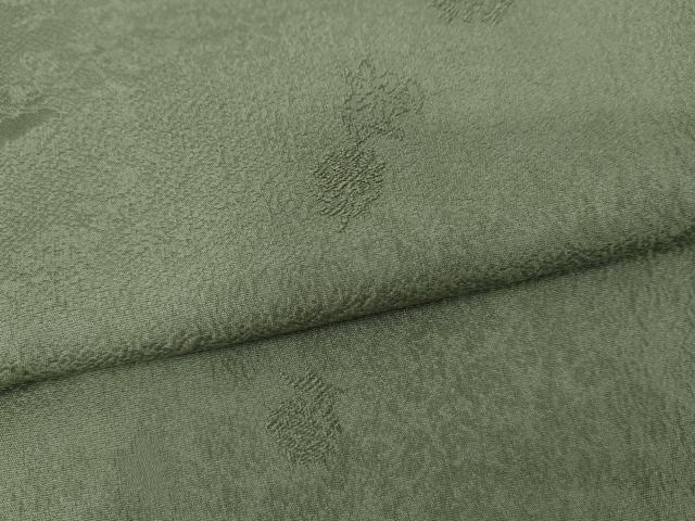 平和屋着物●上質な色無地 草花地紋 青白橡色 正絹 逸品 AABJ6699cs