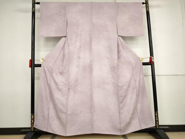 平和屋着物●上質な小紋 地紋起こし 枝葉地紋 暈し染め 正絹 逸品 AABJ6703cs