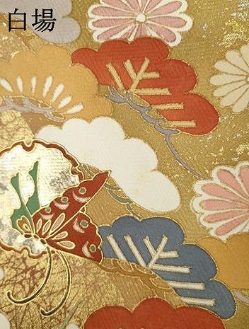 平和屋着物●訪問着 雪輪舞蝶梅松文 暈し染め 金銀彩 正絹 逸品 AABJ6710cs