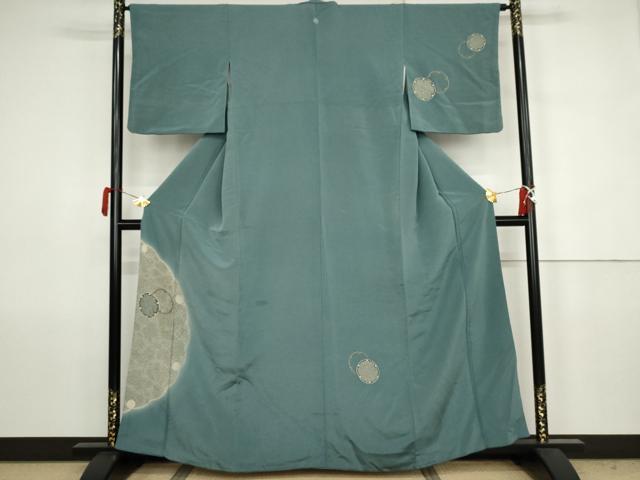 平和屋着物●訪問着 雪輪重ね文 暈し染め 金彩 鬼しぼ縮緬 正絹 逸品 AABJ6713cs