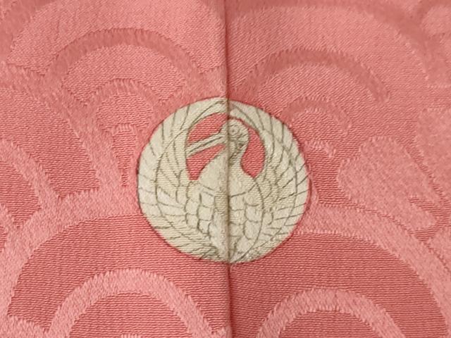 平和屋着物●上質な色無地 青海波花地紋 甚三紅色 正絹 逸品 AABJ6728ck