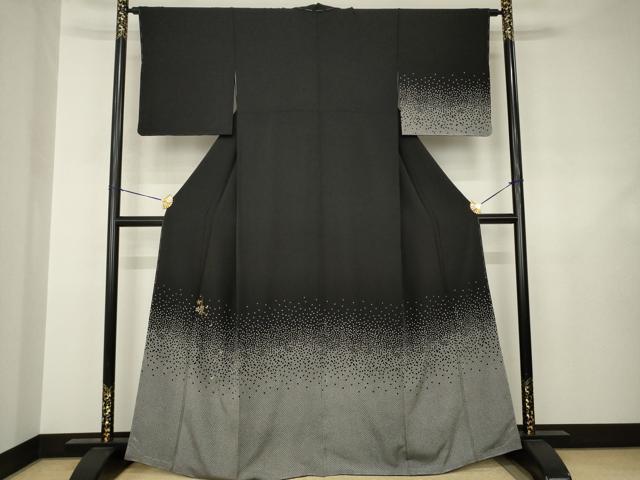 平和屋着物●訪問着 花蝶文 黒地 金彩 正絹 逸品 未使用 AABJ6729ck