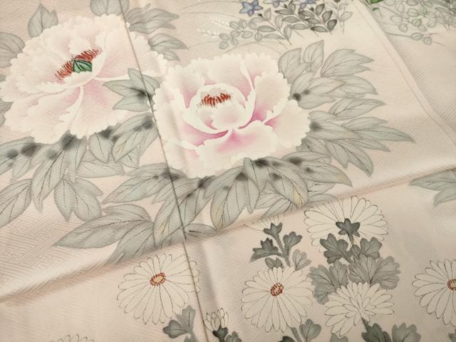 平和屋着物●訪問着 手描き 草花文 暈し染め 正絹 逸品 AABJ6731ck