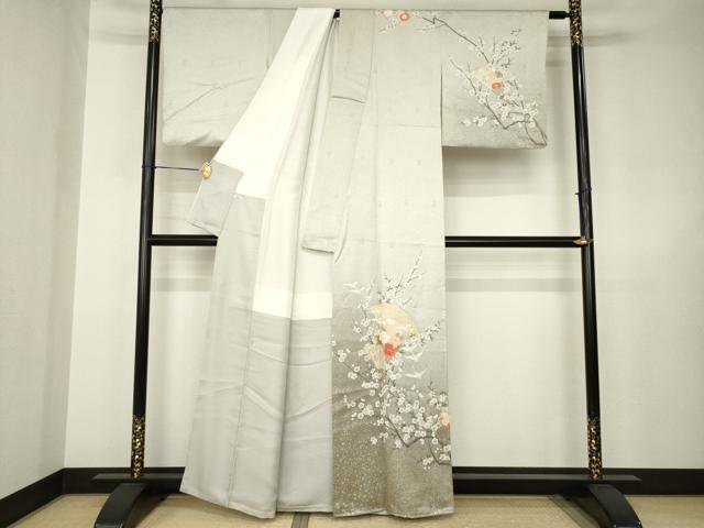 平和屋着物●訪問着 扇面飛鶴花文 暈し染め 金彩 正絹 逸品 AABJ6737ck