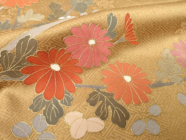 平和屋着物●訪問着 草花文 暈し染め 金彩 正絹 逸品 AABJ6738ck