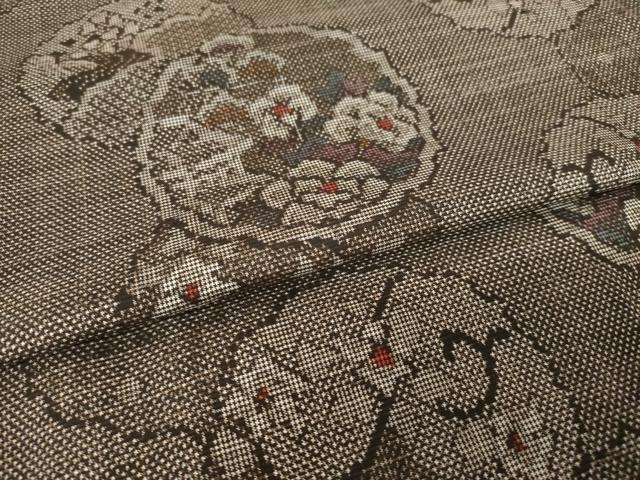 平和屋着物▼本場大島紬 一元7マルキ 花丸文 正絹 逸品 AABJ6739ck
