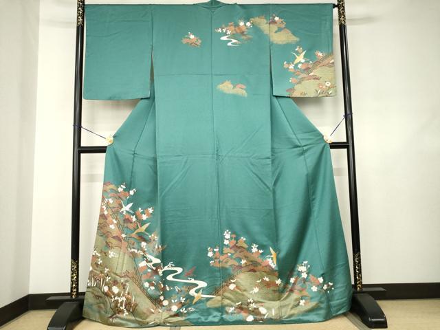 平和屋着物●訪問着 飛鶴流水文 金彩 正絹 逸品 AABJ6743ck