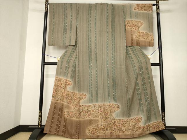 平和屋着物●訪問着 流水更紗花文 暈し染め 正絹 逸品 AABJ6765ck