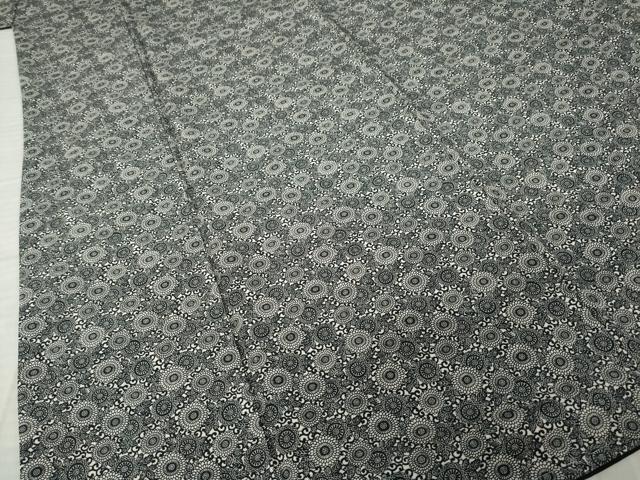 平和屋着物●江戸小紋 菊唐草文 黒地 正絹 逸品 AABJ6771ck