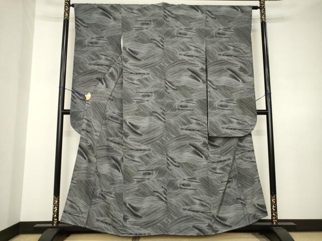 平和屋着物●豪華振袖 流水文 黒地 正絹 逸品 AABJ6773ck