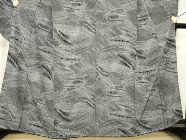 平和屋着物●豪華振袖 流水文 黒地 正絹 逸品 AABJ6773ck